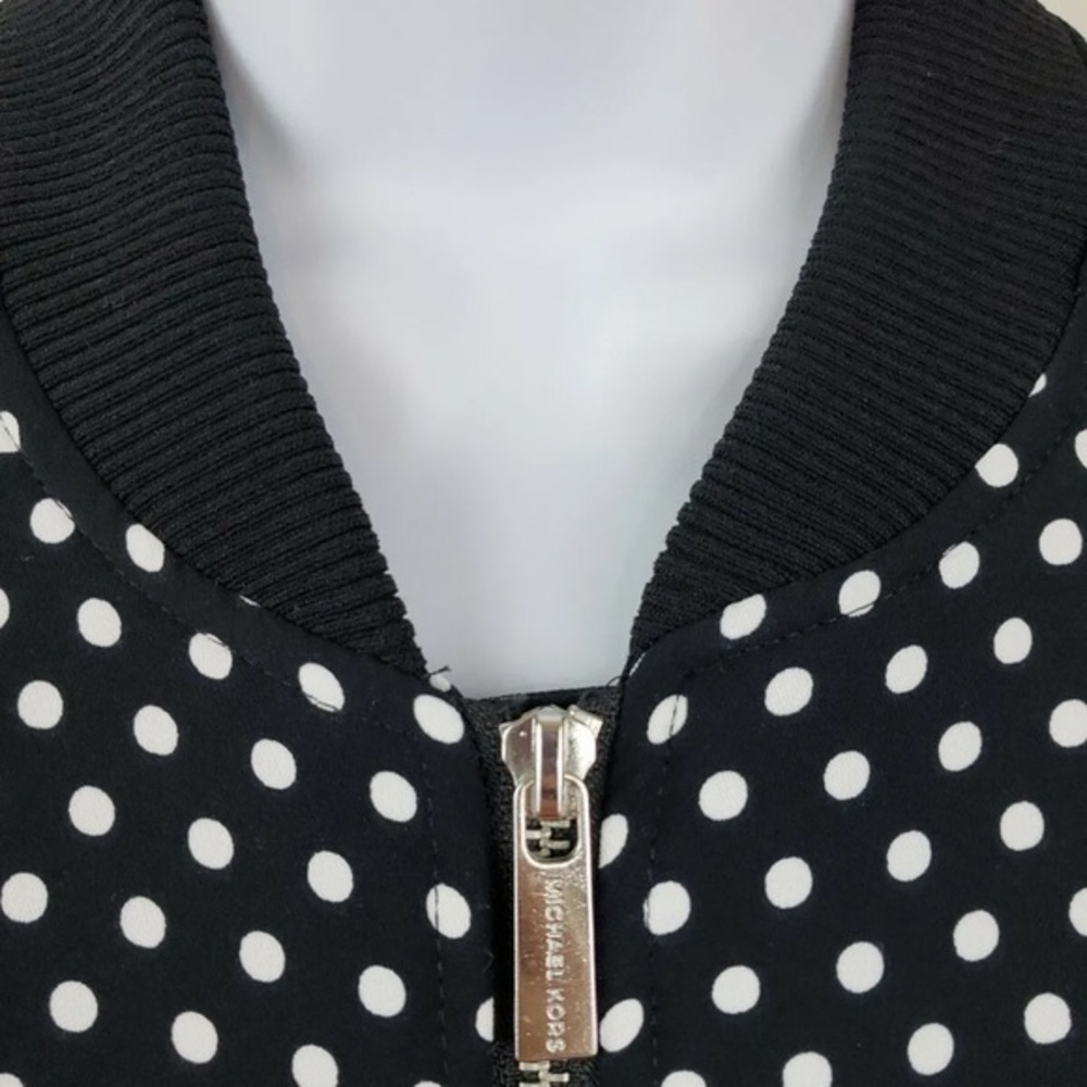 MICHAEL MICHAEL KORS Black White Polka Dot Bomber Jacket - Picture 13 of 16